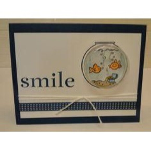 RARE Vintage Stampin Up Fishin Around Mounted Block Card Scrapbook Craft Bowl - Picture 8 of 12